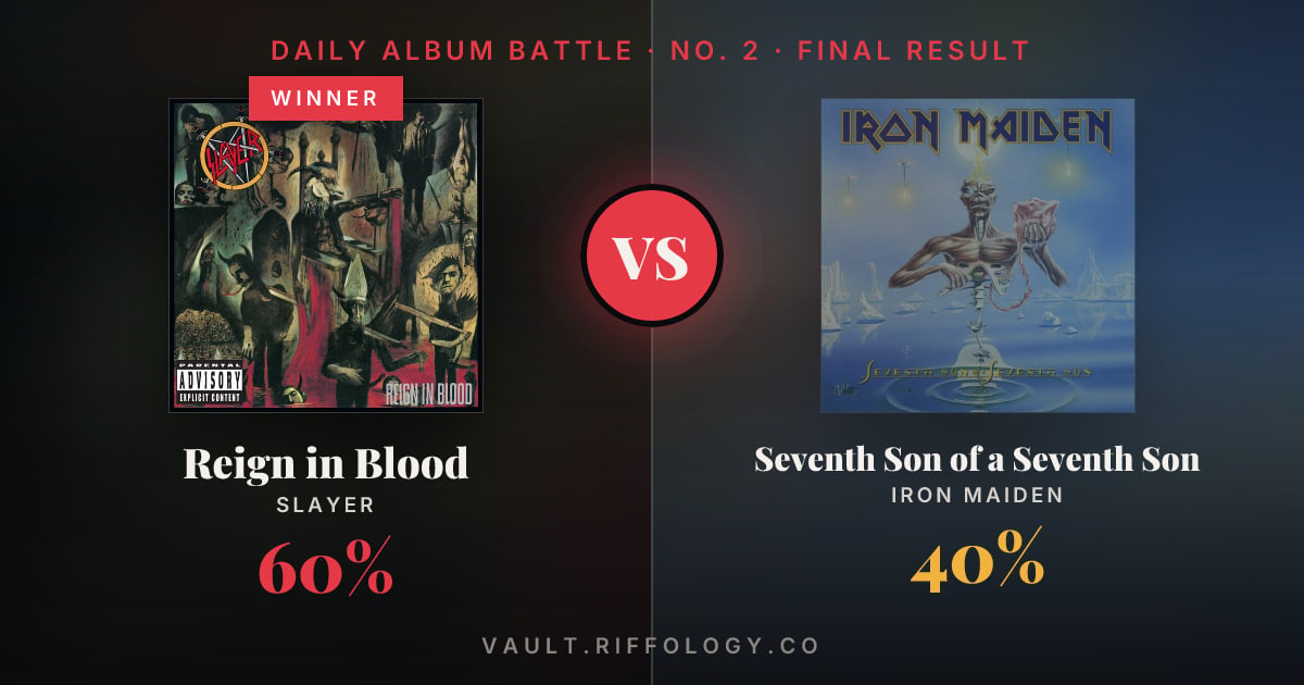Share card: Reign in Blood against Seventh Son of a Seventh Son