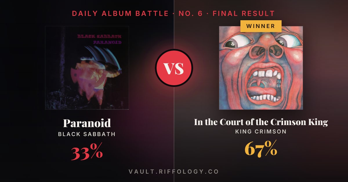 Share card: Paranoid against In the Court of the Crimson King